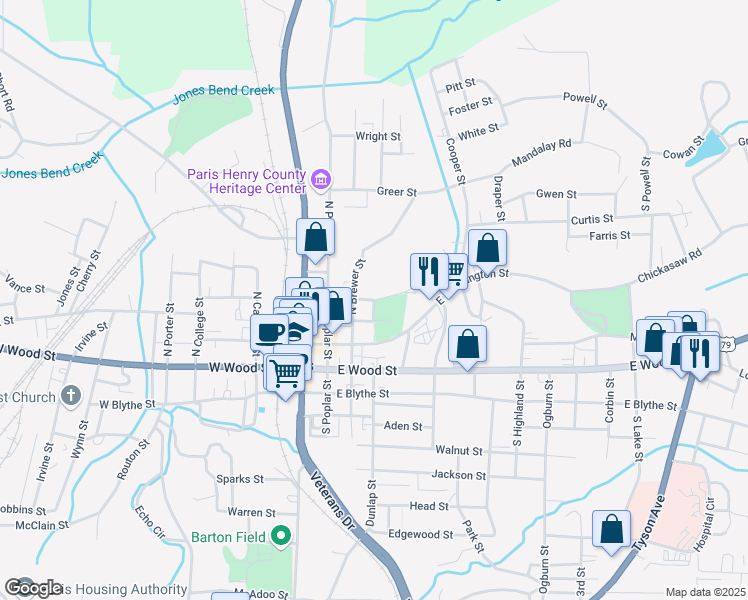 map of restaurants, bars, coffee shops, grocery stores, and more near Church Street in Paris