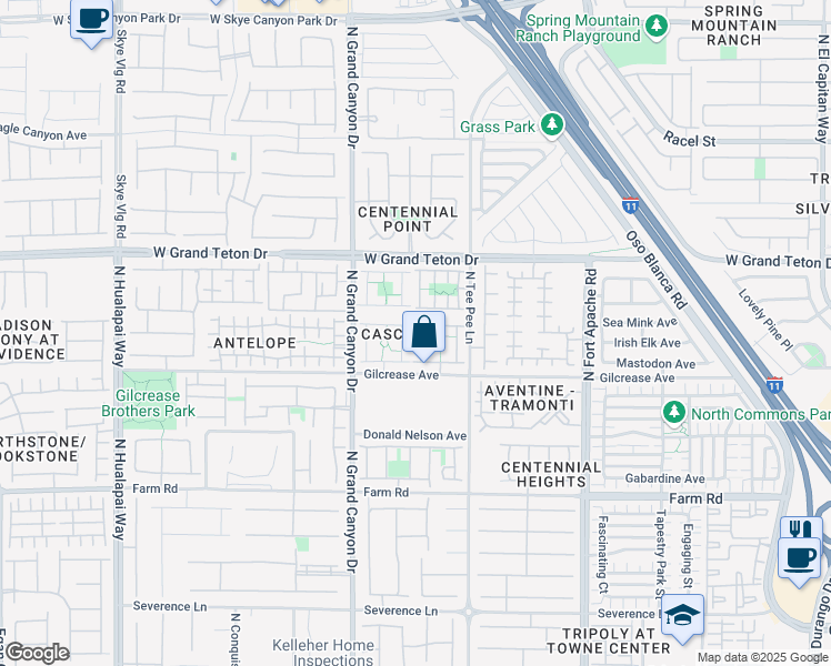 map of restaurants, bars, coffee shops, grocery stores, and more near 7845 Montour Falls Street in Las Vegas