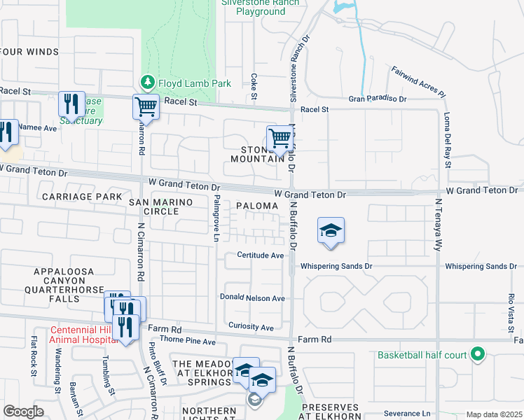 map of restaurants, bars, coffee shops, grocery stores, and more near 7920 Hornbeam Court in Las Vegas