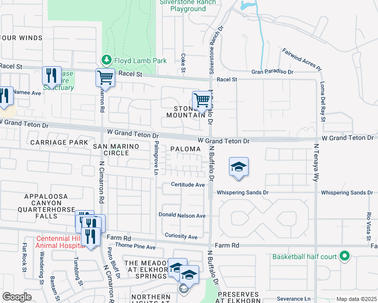 map of restaurants, bars, coffee shops, grocery stores, and more near 7920 Hornbeam Court in Las Vegas