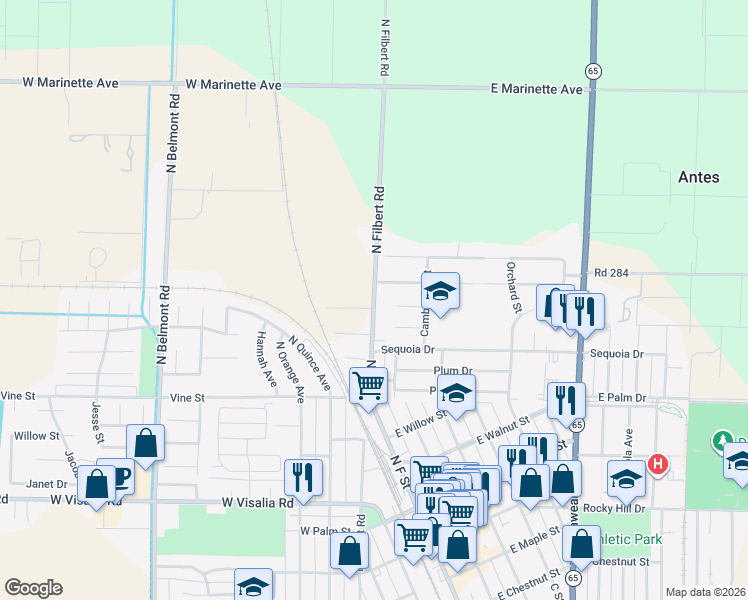 map of restaurants, bars, coffee shops, grocery stores, and more near 1001 North Filbert Road in Exeter
