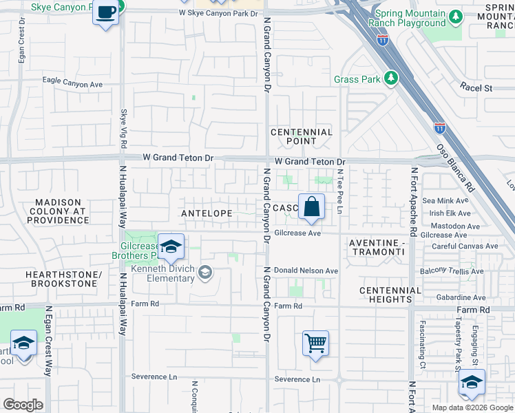 map of restaurants, bars, coffee shops, grocery stores, and more near 9621 Eland Court in Las Vegas