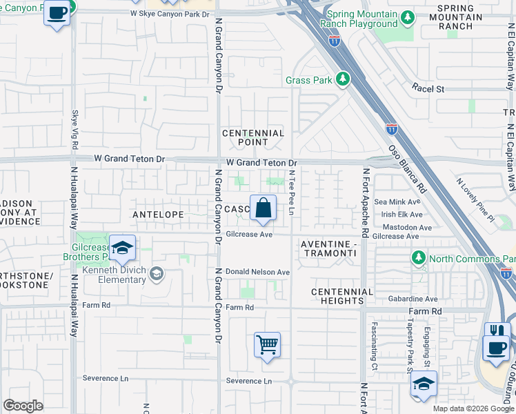 map of restaurants, bars, coffee shops, grocery stores, and more near in Las Vegas