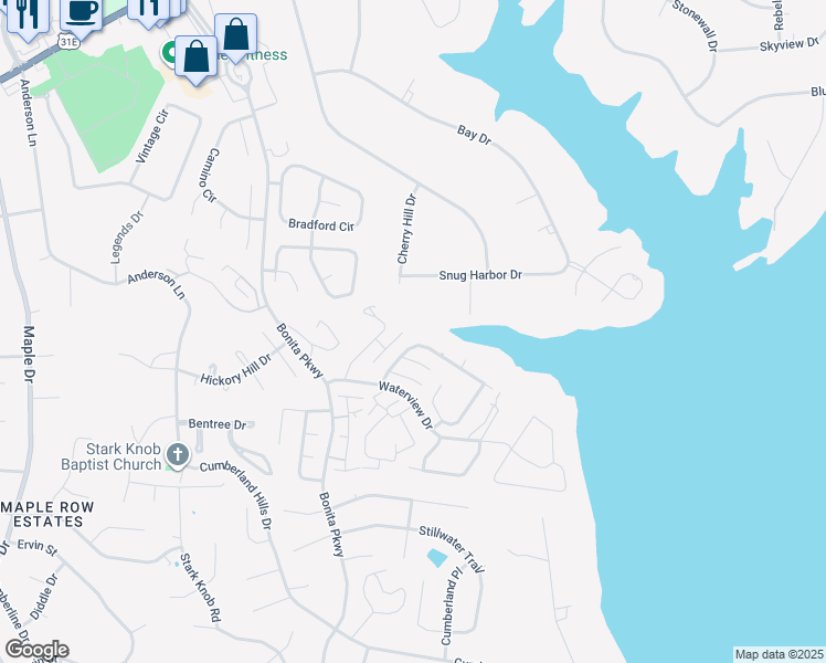 map of restaurants, bars, coffee shops, grocery stores, and more near 129 Cherry Hill Drive in Hendersonville