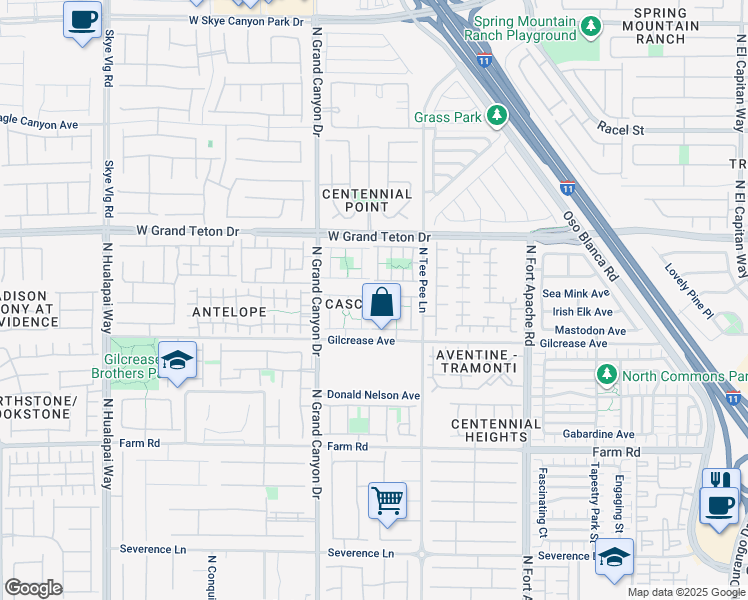 map of restaurants, bars, coffee shops, grocery stores, and more near 7849 Montour Falls Street in Las Vegas
