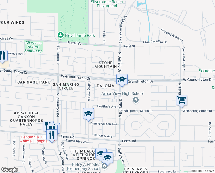 map of restaurants, bars, coffee shops, grocery stores, and more near 7924 Horn Beam Court in Las Vegas