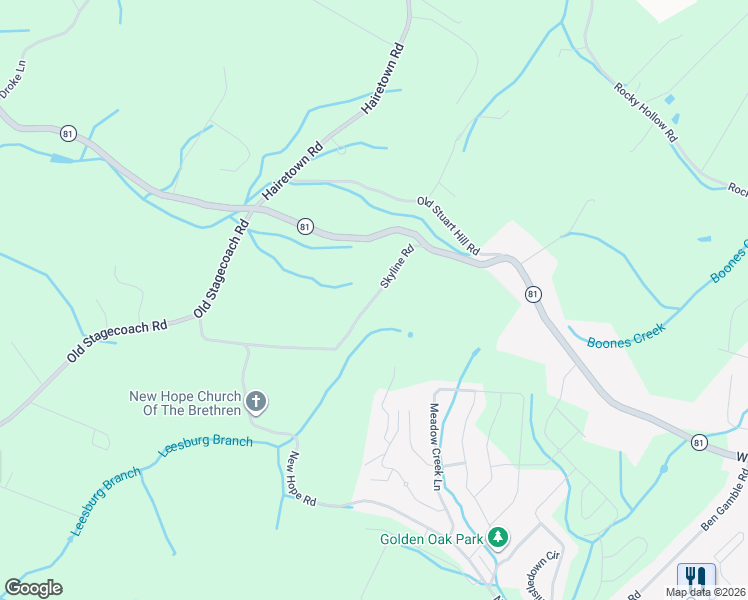 map of restaurants, bars, coffee shops, grocery stores, and more near 154 Skyline Road in Jonesborough