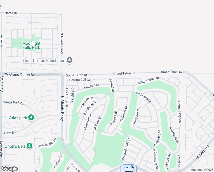 map of restaurants, bars, coffee shops, grocery stores, and more near 3017 Kingbird Drive in North Las Vegas