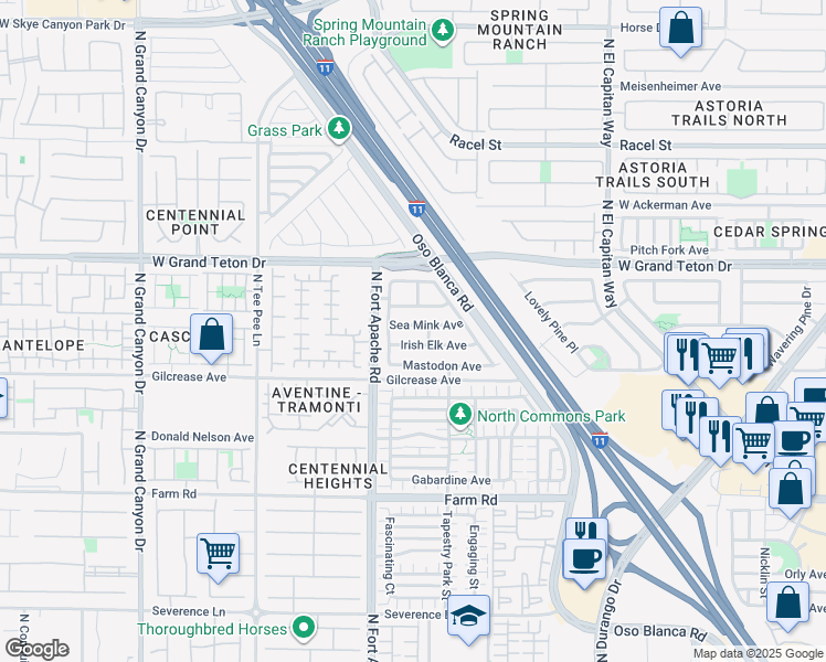 map of restaurants, bars, coffee shops, grocery stores, and more near 9167 Sea Mink Avenue in Las Vegas