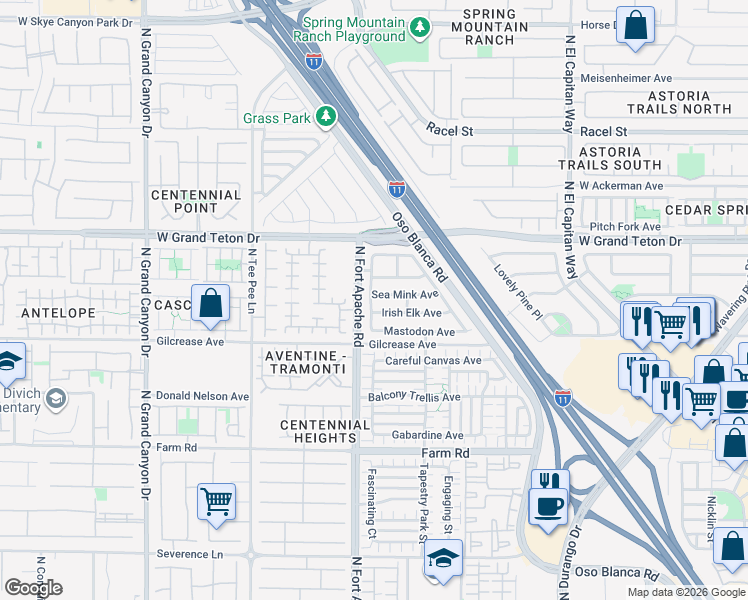 map of restaurants, bars, coffee shops, grocery stores, and more near 9167 Sea Mink Avenue in Las Vegas