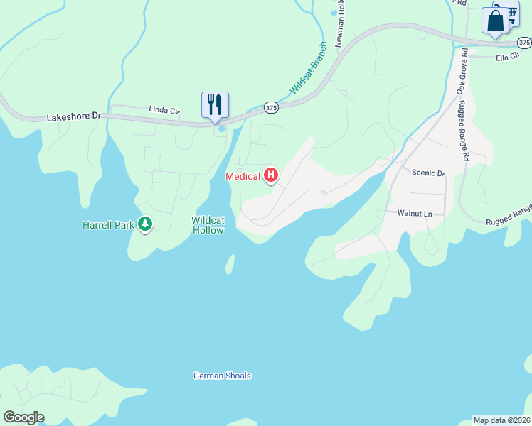 map of restaurants, bars, coffee shops, grocery stores, and more near 195 Simpson Lane in Bean Station