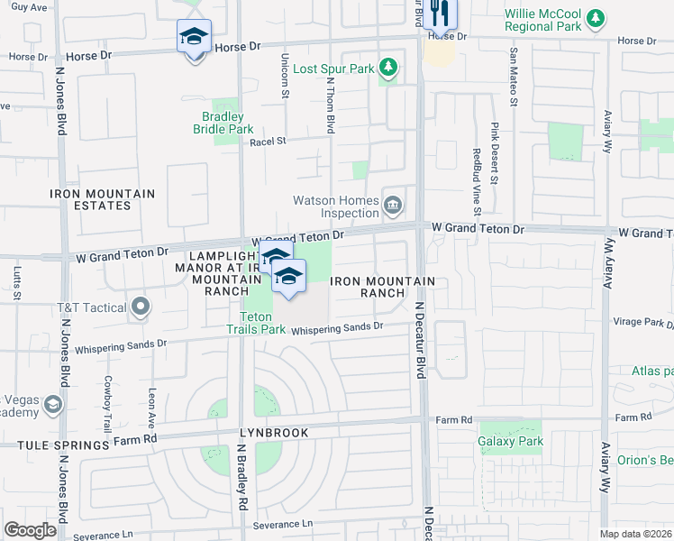 map of restaurants, bars, coffee shops, grocery stores, and more near 5041 Rustic Charm Court in Las Vegas