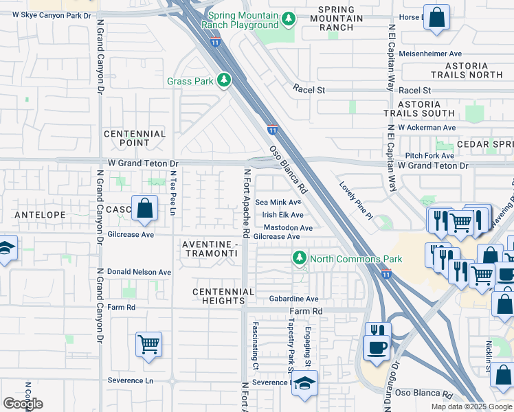 map of restaurants, bars, coffee shops, grocery stores, and more near 9167 Sea Mink Avenue in Las Vegas