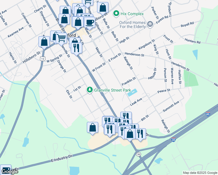 map of restaurants, bars, coffee shops, grocery stores, and more near 511 Coggeshall Street in Oxford