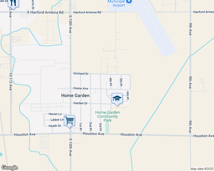 map of restaurants, bars, coffee shops, grocery stores, and more near 11594 4th Place in Hanford