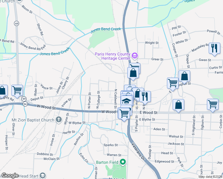 map of restaurants, bars, coffee shops, grocery stores, and more near 408 Hudson Avenue in Paris
