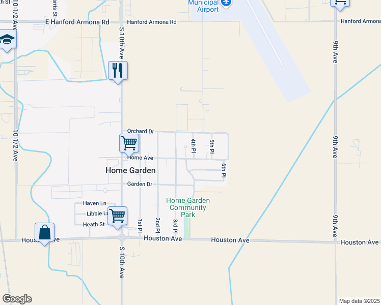 map of restaurants, bars, coffee shops, grocery stores, and more near 11594 4th Place in Hanford