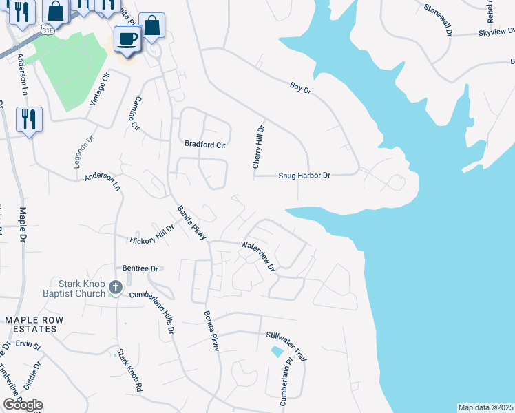 map of restaurants, bars, coffee shops, grocery stores, and more near 1123 Cherry Hill Drive in Hendersonville