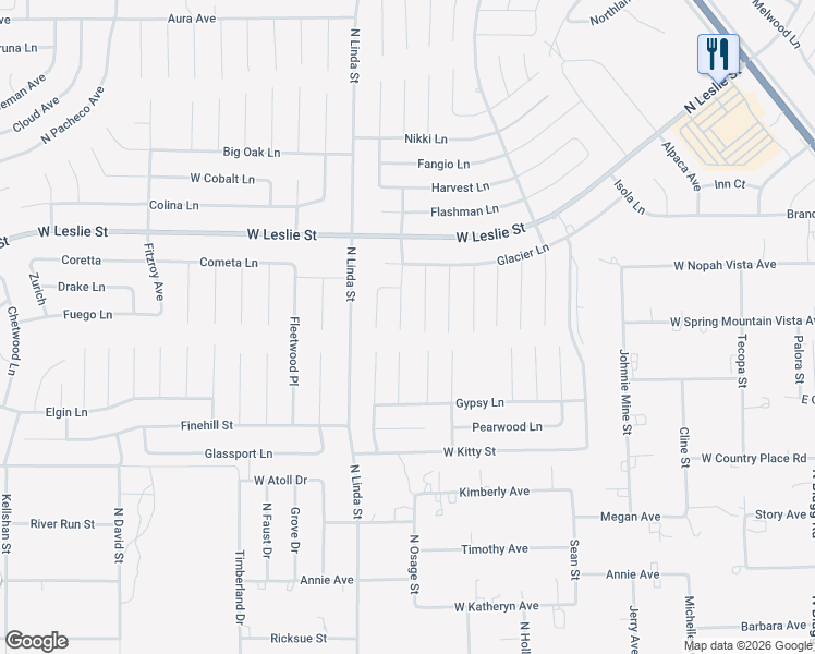 map of restaurants, bars, coffee shops, grocery stores, and more near North Hewitt Avenue in Pahrump