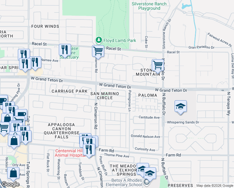map of restaurants, bars, coffee shops, grocery stores, and more near 7812 Lonesome Harbor Avenue in Las Vegas
