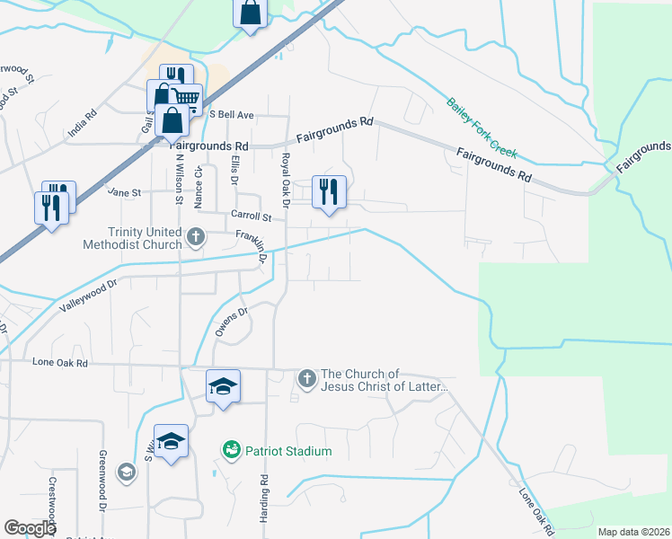 map of restaurants, bars, coffee shops, grocery stores, and more near 1926 White Oak Drive in Paris