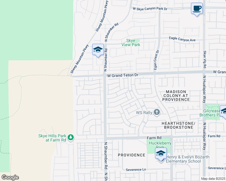 map of restaurants, bars, coffee shops, grocery stores, and more near 10625 Derby Peak Lane in Las Vegas