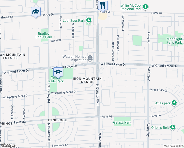 map of restaurants, bars, coffee shops, grocery stores, and more near 4905 Shady Rim Court in Las Vegas