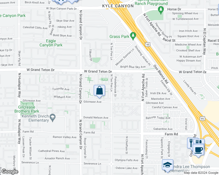 map of restaurants, bars, coffee shops, grocery stores, and more near 9412 Plover Falls Avenue in Las Vegas