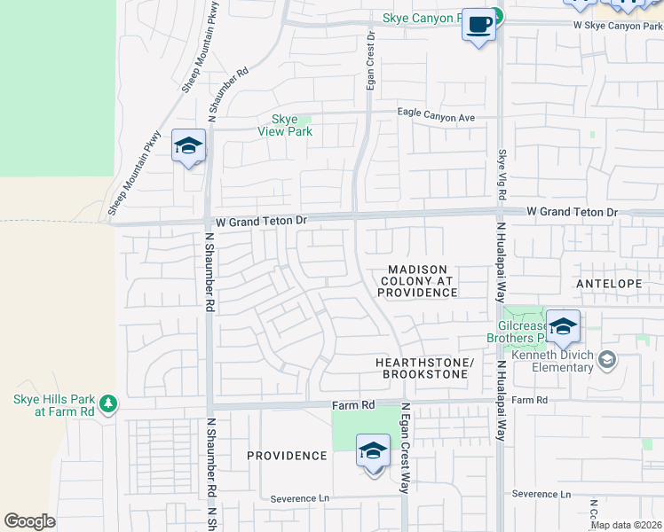 map of restaurants, bars, coffee shops, grocery stores, and more near 10425 Mount Washington Avenue in Las Vegas