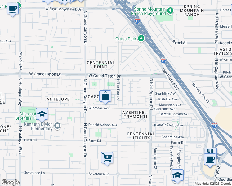 map of restaurants, bars, coffee shops, grocery stores, and more near 9412 Plover Falls Avenue in Las Vegas
