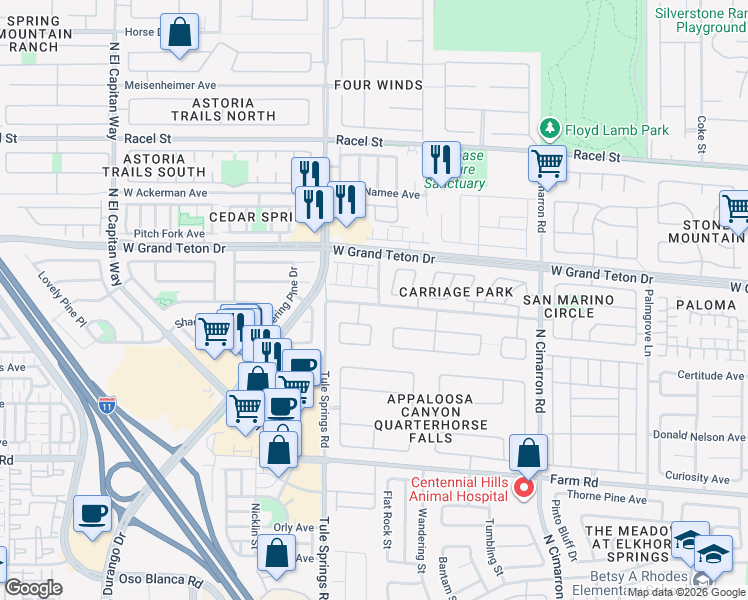 map of restaurants, bars, coffee shops, grocery stores, and more near 8308 Jo Marcy Dr in Las Vegas