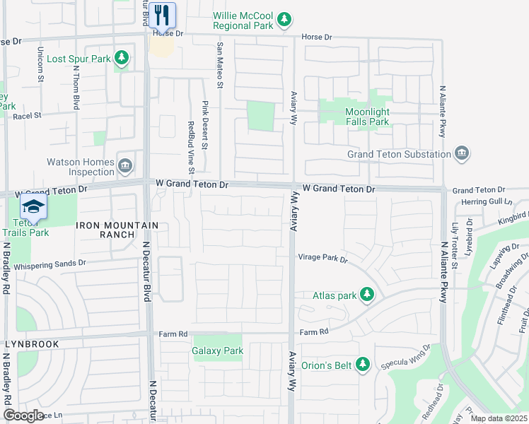 map of restaurants, bars, coffee shops, grocery stores, and more near 4401 Meline Avenue North in North Las Vegas