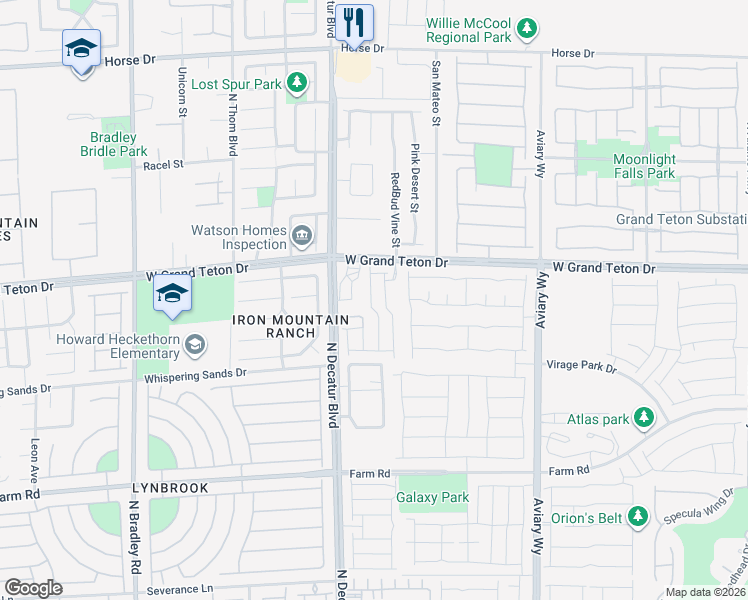 map of restaurants, bars, coffee shops, grocery stores, and more near 7920 Aurora Sky St in North Las Vegas