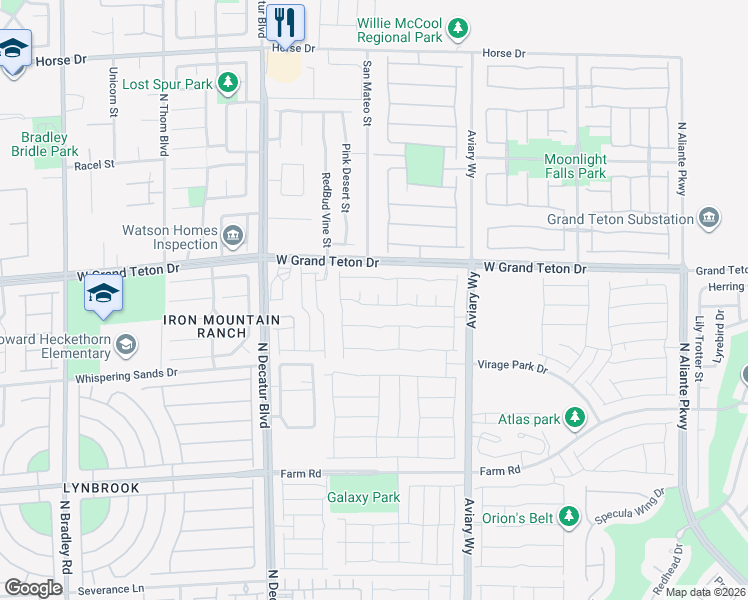 map of restaurants, bars, coffee shops, grocery stores, and more near 7911 Silky Court in North Las Vegas