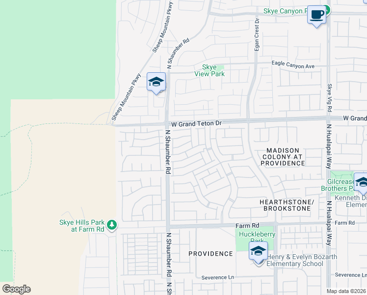 map of restaurants, bars, coffee shops, grocery stores, and more near 10614 Thor Mountain Lane in Las Vegas