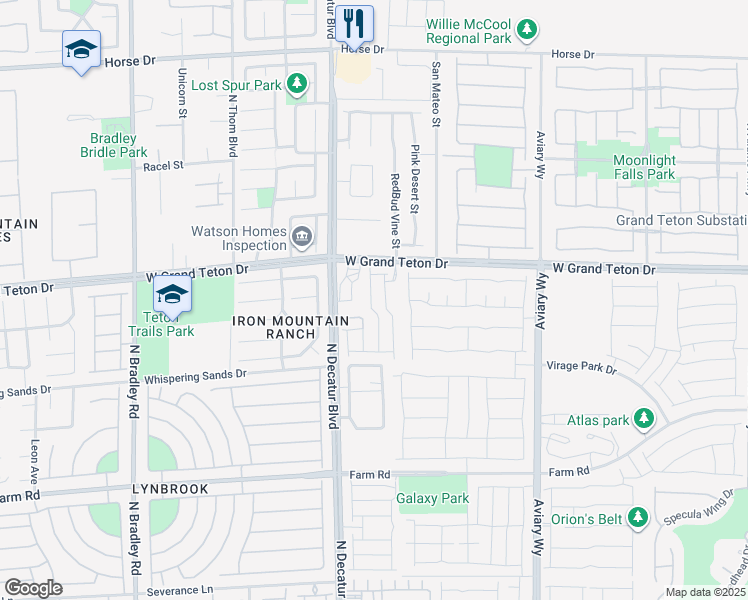 map of restaurants, bars, coffee shops, grocery stores, and more near 7920 Aurora Sky St in North Las Vegas