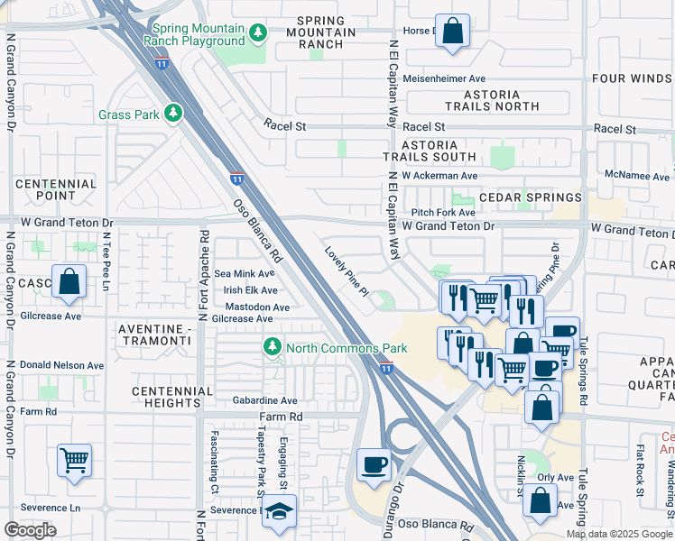 map of restaurants, bars, coffee shops, grocery stores, and more near 7869 Lovely Pine Place in Las Vegas