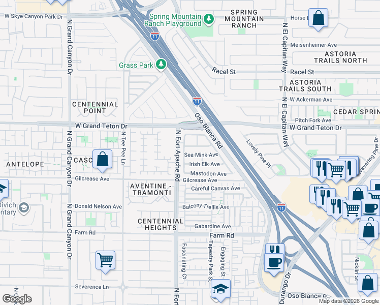 map of restaurants, bars, coffee shops, grocery stores, and more near 9162 Sea Mink Avenue in Las Vegas