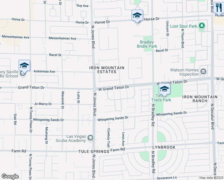 map of restaurants, bars, coffee shops, grocery stores, and more near 7916 Horse Bridle Street in Las Vegas
