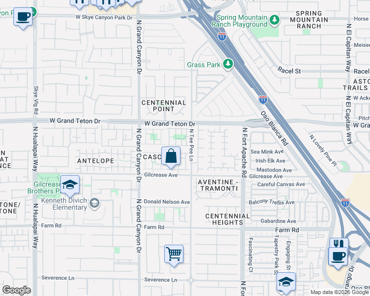 map of restaurants, bars, coffee shops, grocery stores, and more near 9413 Sweetwood Avenue in Las Vegas