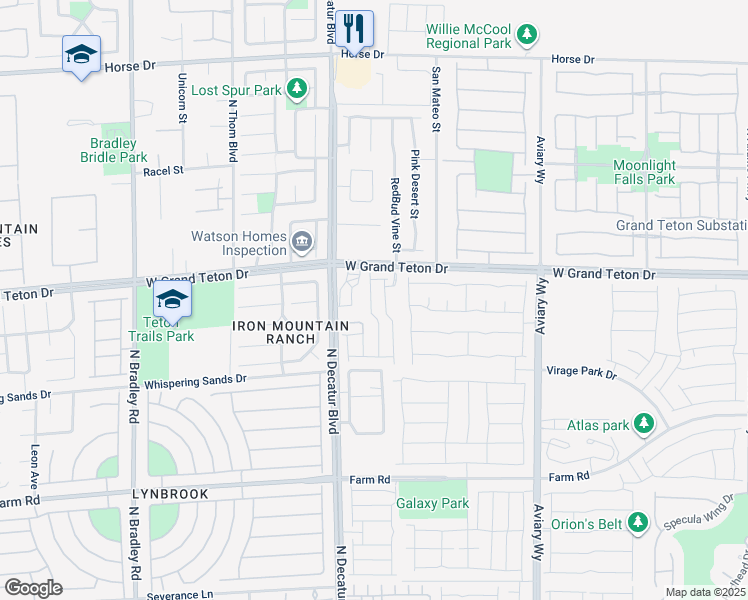 map of restaurants, bars, coffee shops, grocery stores, and more near 7930 Aurora Sky St in North Las Vegas