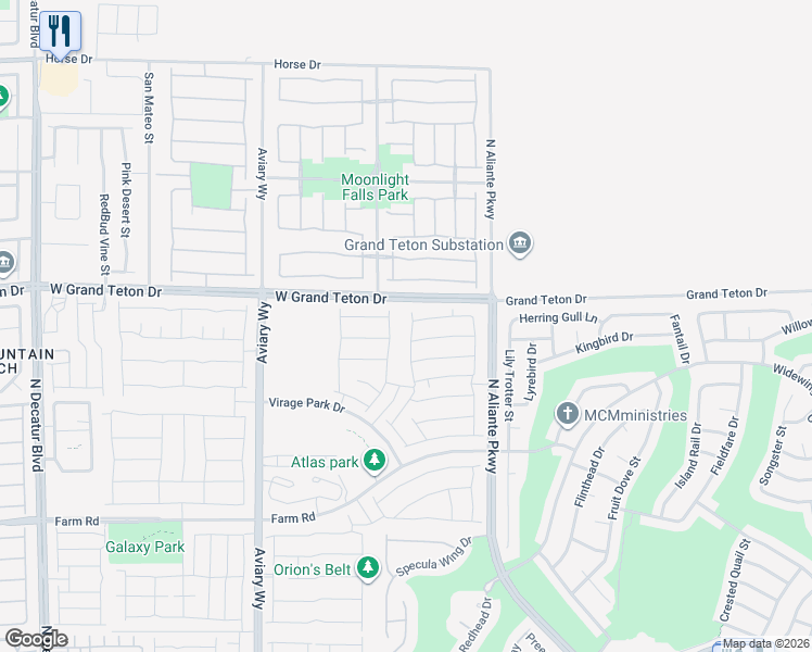 map of restaurants, bars, coffee shops, grocery stores, and more near 7924 Stone Forest Street in North Las Vegas