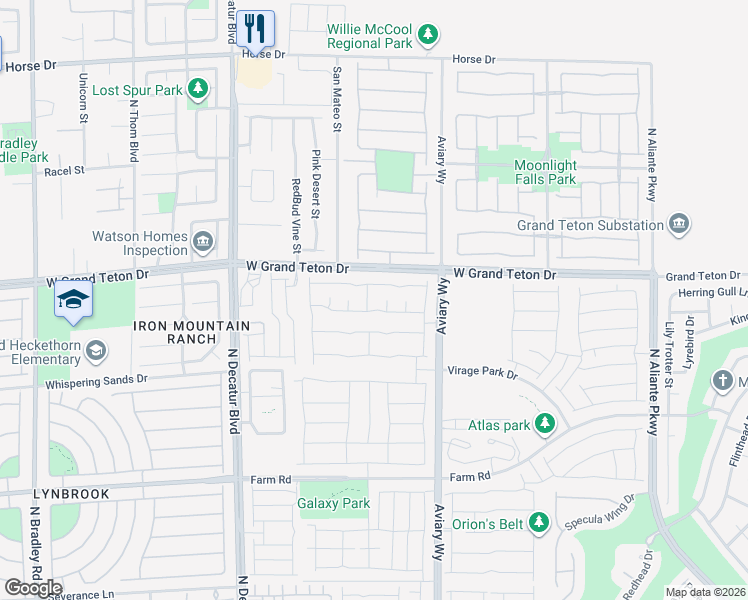 map of restaurants, bars, coffee shops, grocery stores, and more near 4410 Rubious Ave in North Las Vegas