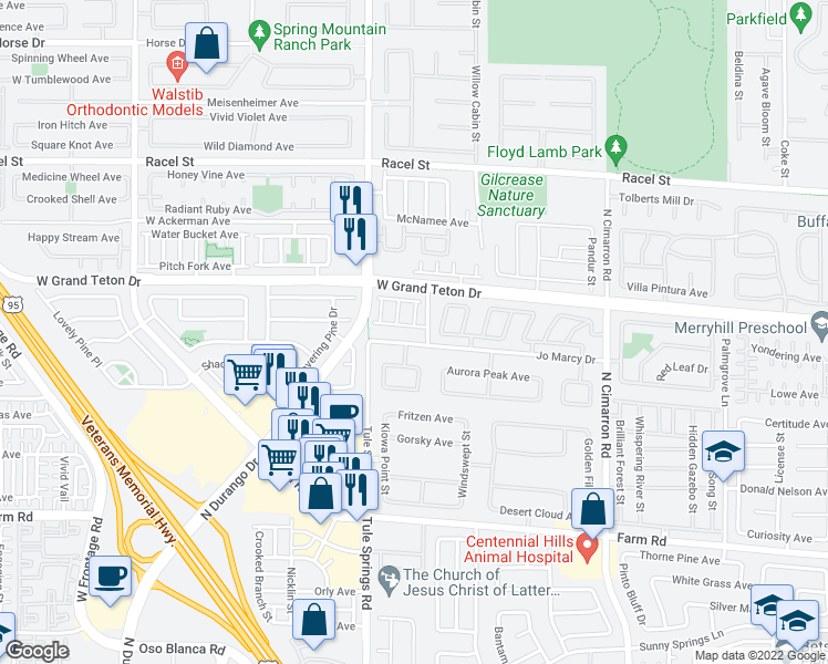 map of restaurants, bars, coffee shops, grocery stores, and more near 8311 Martinborough Avenue in Las Vegas