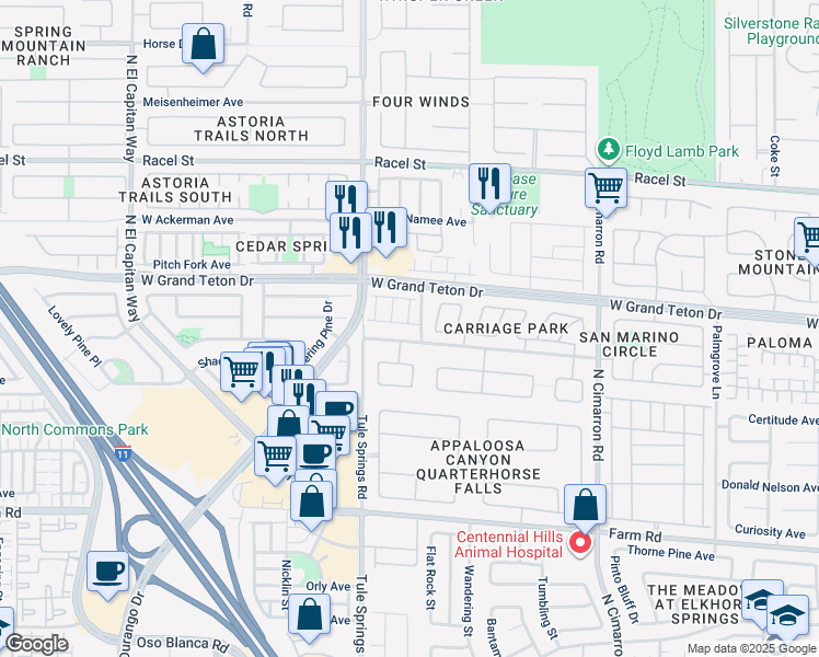 map of restaurants, bars, coffee shops, grocery stores, and more near 8311 Martinborough Avenue in Las Vegas