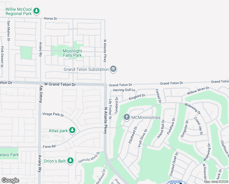 map of restaurants, bars, coffee shops, grocery stores, and more near 3616 Kittiwake Road in North Las Vegas