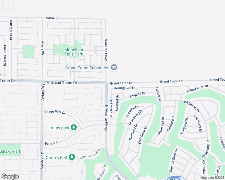 map of restaurants, bars, coffee shops, grocery stores, and more near 3615 Herring Gull Lane in North Las Vegas