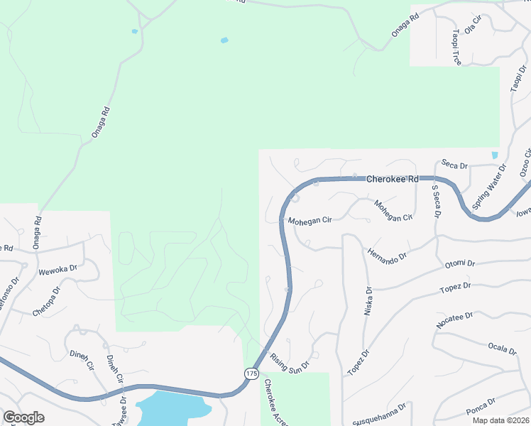 map of restaurants, bars, coffee shops, grocery stores, and more near Menasha Trce in Cherokee Village