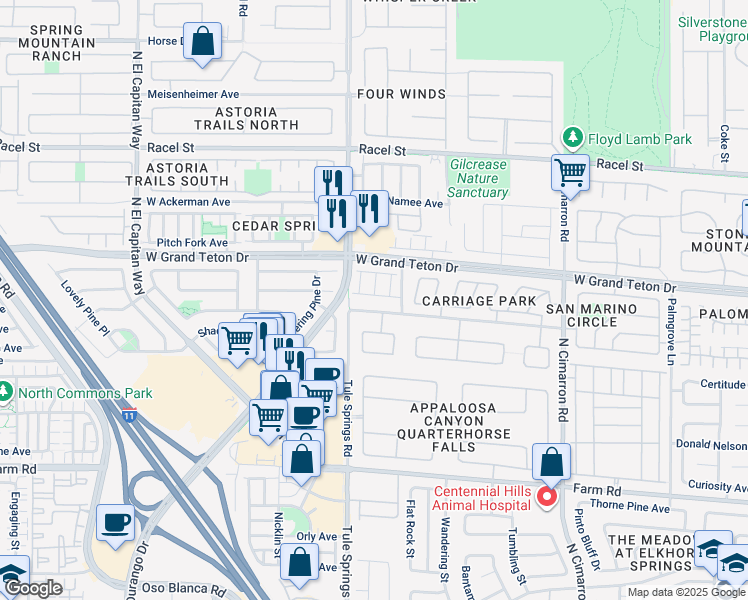 map of restaurants, bars, coffee shops, grocery stores, and more near 8331 Martinborough Avenue in Las Vegas