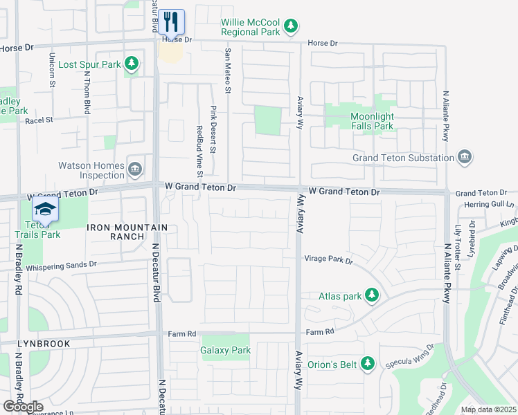 map of restaurants, bars, coffee shops, grocery stores, and more near 4410 Rubious Ave in North Las Vegas